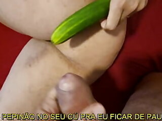 Crazy cuckold husband, he bring a cucumber to me only to watch my pussy being penetrated and dilated, licking chantilly creamy pussy